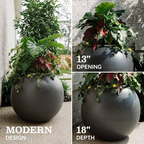 Ash & Ember 24" Round Sphere Charcoal Planter