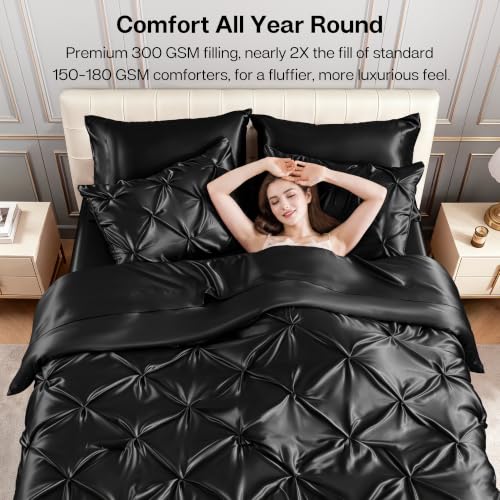 Satin Twin Comforter Set Black