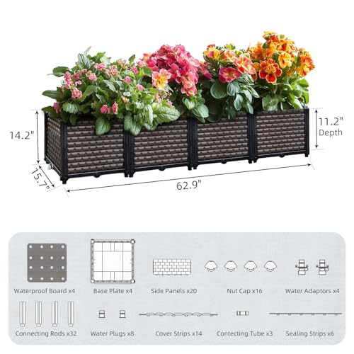 Large Planters for Outdoor Plants 14" Tall Planter Box (4 Count)