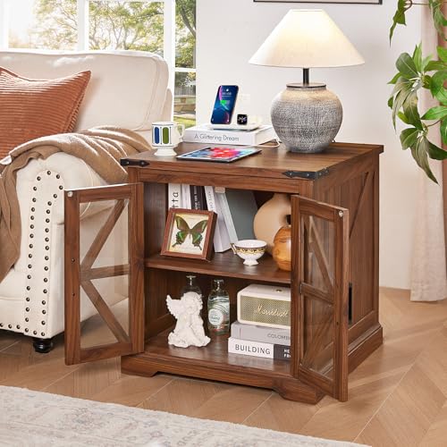 24'' End Table with Charger for Living Room