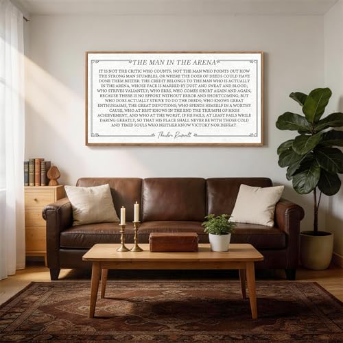 The Man In The Arena Framed Canvas Wall Art 40x20 Inch