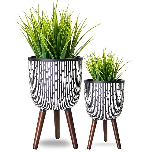 2 Set Plant Pot with Stand 10 & 12 inches with Legs for Indoor Plants (2 Count)