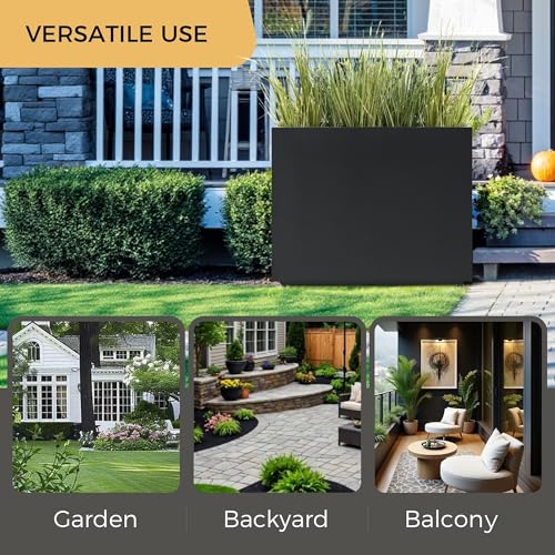 30" Tall Black Metal Planter with Middle Shelf