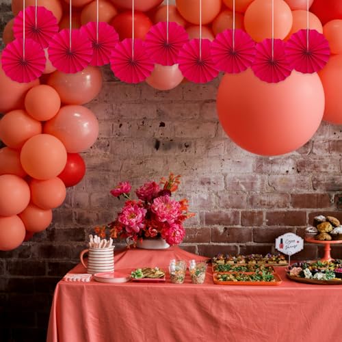 Red Birthday Decorations DIY Red Paper Fans Hanging Decoration 8in (30 Count)