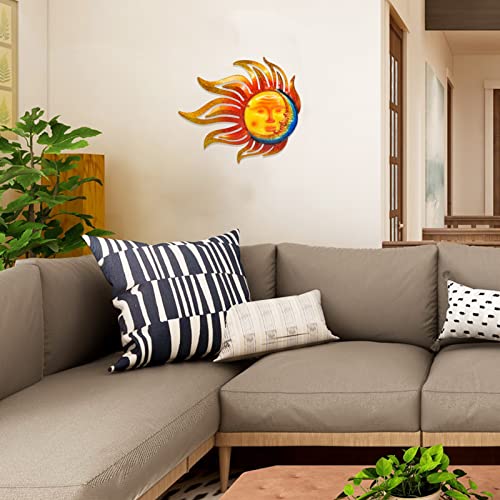 Sun Metal Wall Art Outdoor Sun Moon Face Wall Decor Rust Proof Large