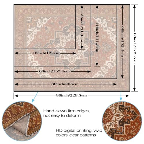 Vintage Floral Tapestry Wall Hanging Hippie Indian Bohemian Mandala Tapestry Aesthetic Retro Carpet Brown Large Tapestries for Mural Bedroom Living Room Dorm Decor 80 x 60 Inch