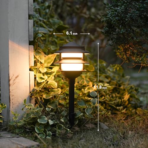Landscape Lighting 8PK Pathway Lights Low Voltage 2.2 Watt LED 12V AC Landscape Lights 30 Lumen Warm White with Cable Connectors Metal Stakes 9122 (8 Count)