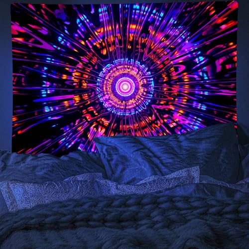 Blacklight Mandala Tapestry for Bedroom