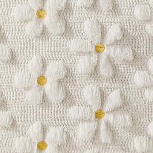 Spring Summer Pillow Covers 20x20 inch Set of 2 White Daisy (2 Count)