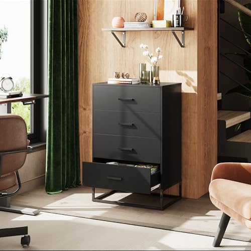 Black Dresser for Bedroom with 4 Drawers