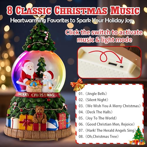 Musical Christmas Snow Globes Lantern with Christmas Tree