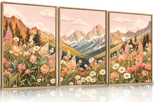 Large Abstract Colorful Mountain Framed Canvas Wall Art