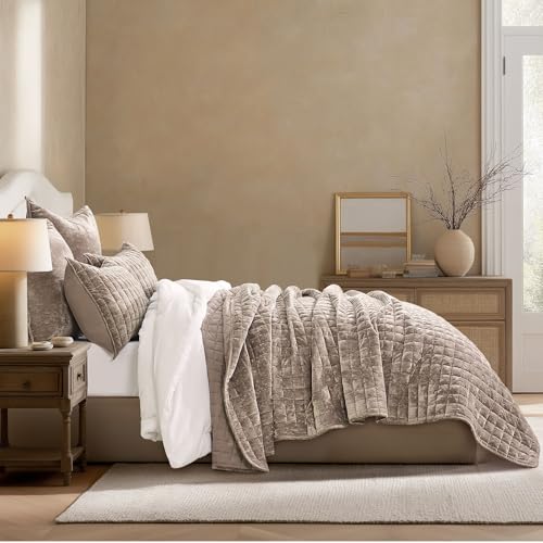 Channel Box Stitch Velvet Quilt Set