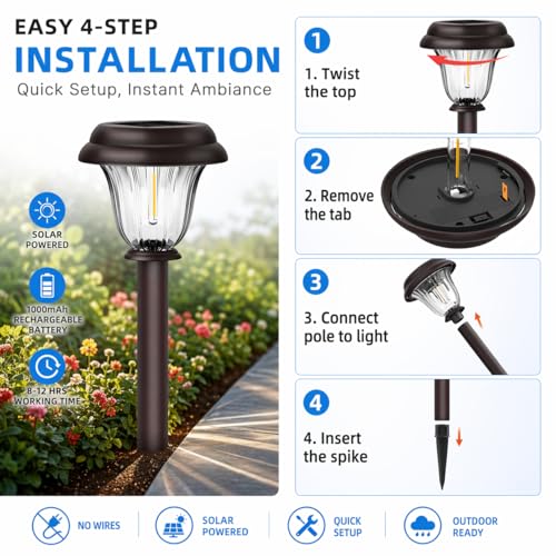 8 Pack Solar Lights Outdoor Pathway (8 Count)