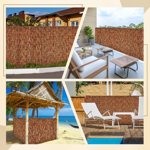 Brown 2 Pack 4FT X16.4FT Reed Fencing Roll Bamboo Privacy Screen (2 Count)