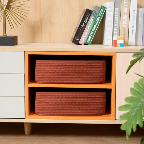 Large Shallow Organizing Baskets 15x11x5.1 Inches (4 Count)