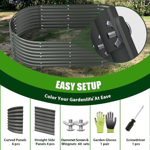 Anleolife 2 Bed 6x3x2ft Oval Galvanized Raised Garden Beds (2 Count)