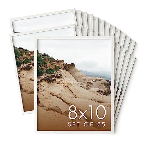 8x10 White Oak Wood Picture Frames Set of 25