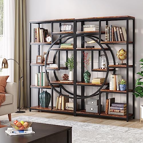 Industrial Bookshelf Bookcase with 9 Open Shelf