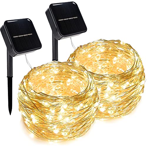 2 Pack Solar String Lights Outdoor (39.4 Foot)