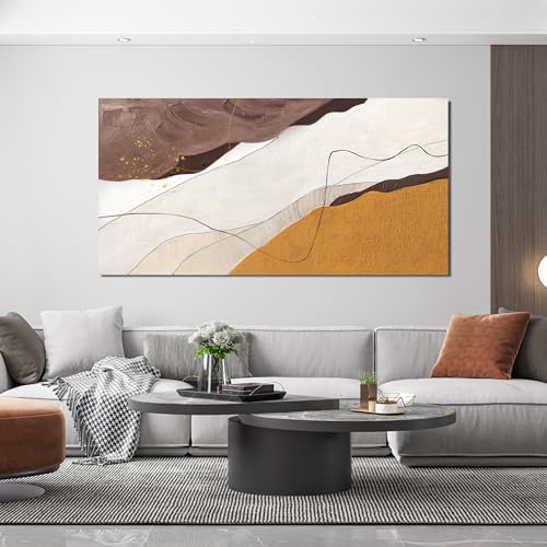 Abstract Canvas Art Wall Decor Brown Artwork for Walls Bedroom 24" X 48"