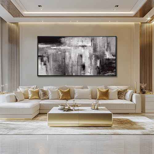 Large Framed Canvas Wall Art Black and White Abstract Art Painting for Bedroom Living Room Wall Decorations 29"x 58" Office Wall Decor