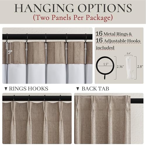 Dark Flax 54 Inches Long 100% Blackout Small Curtains for Bay Window (2 Count)