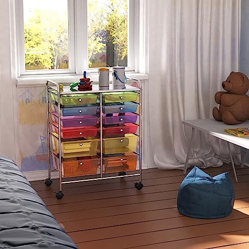 12 Drawers Rolling Utility Cart Organizer
