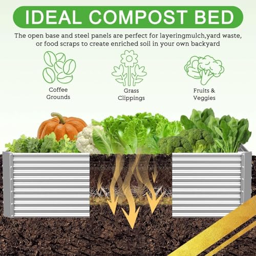 4 Pack Tall Corrugated Galvanized Steel Raised Garden Bed Outdoor (4 Count)