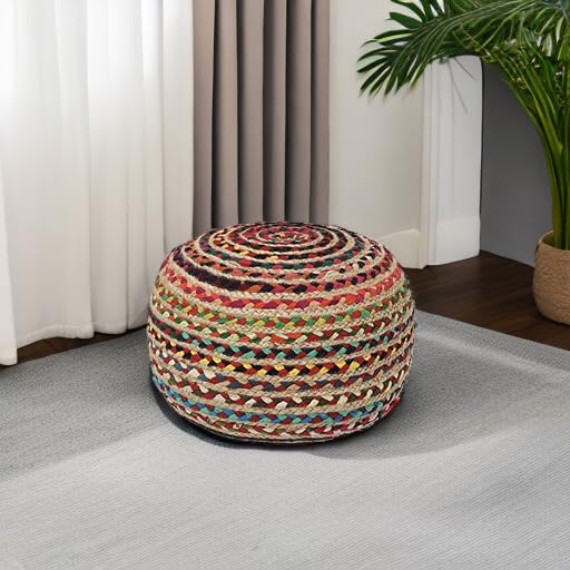 Braided Jute Cotton Pouf