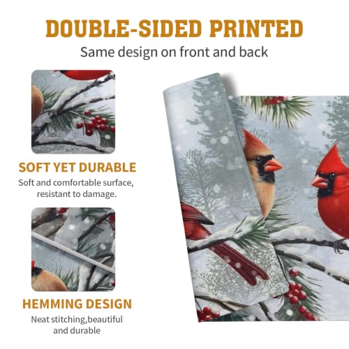Christmas Placemats Set of 4 Red Cardinal Birds Snowy Place Mats (4 Count)