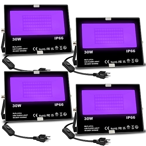 Black Light 30W LED Blacklight Flood Light Outdoor for Glow Party (4 Count)