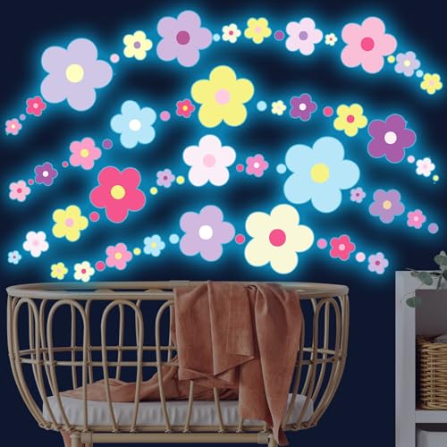 Glow in The Dark Y2k Cute Flowers Wall Decals (4 Count)