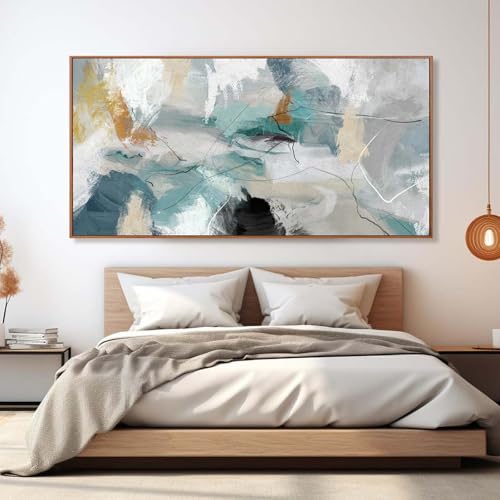 Green and White Canvas Wall Art Contemporary Wall Decor Abstract Poster Printing 36"x70" Office Art Pictures Bedroom Decorations
