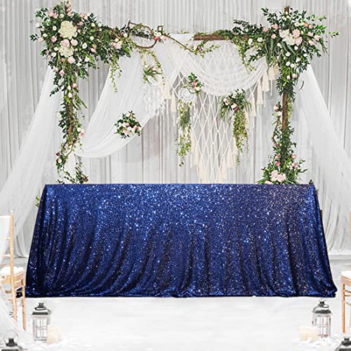 Sequin Tablecloth 90x156 Inch Navy Blue for Wedding Party