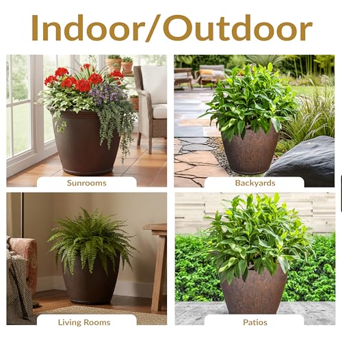 Sunnydaze Anjelica 24'' Large Plastic Planter Pot for Plants (4 Count)