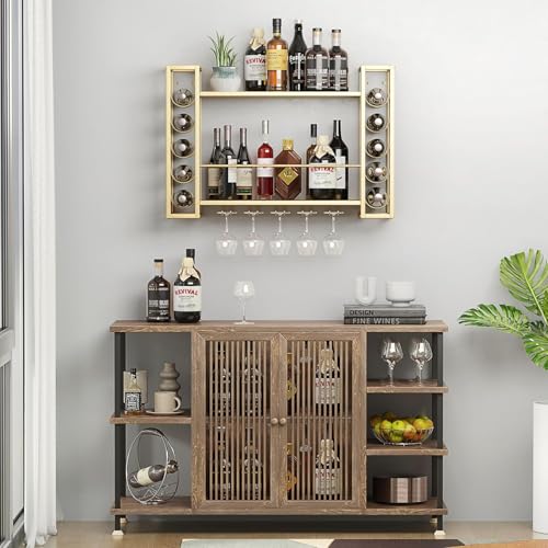Wall Mounted Wine Rack with Glass Holder