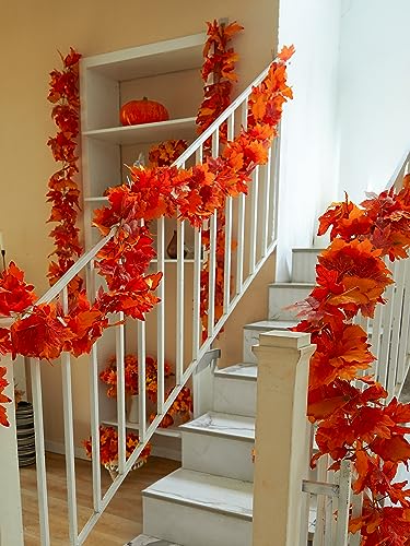 6PCS Orange Leaf Garland