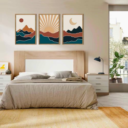 Large Boho Colorful Mountain Wooden Wall Art Set