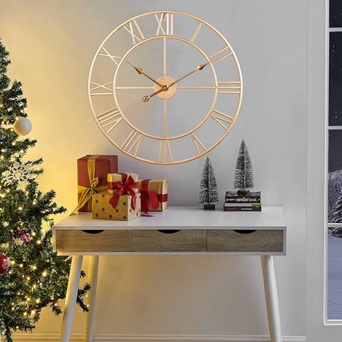 Silent 24 Inch Wall Clock for Living Room Decor