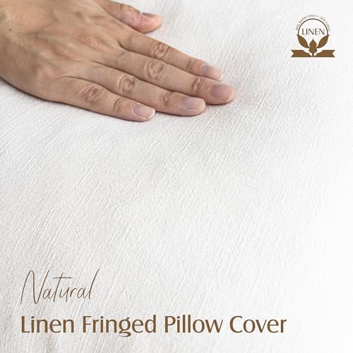 Decorative Linen Fringe Throw Pillow Covers 18×18 Inch (2 Count)