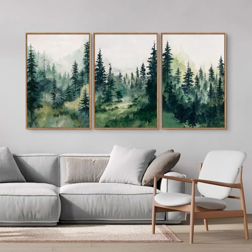 Misty Forest Framed Canvas Wall Art Set (3 Count)