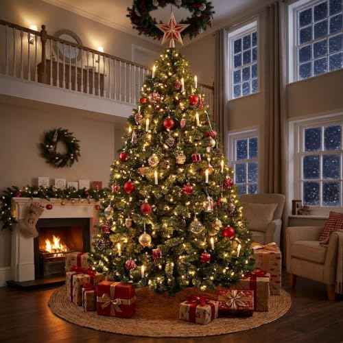10ft Prelit Fraser Fir Wide Artificial Christmas Tree with RGBW Light