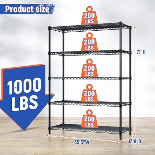 5 Tier Adjustable Storage Shelves