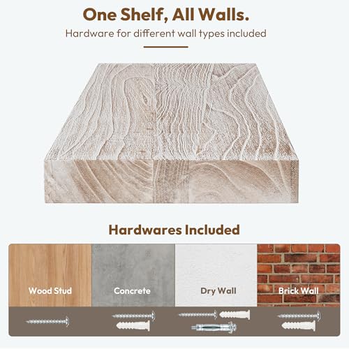 Elm Wood Floating Shelf 48x8” Set of 1