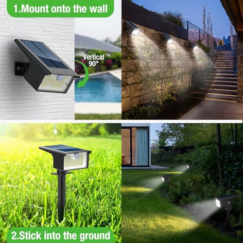 10 Pack 62 LED Solar Spot Lights Outdoor Motion Sensor with 3 Modes (10 Count)