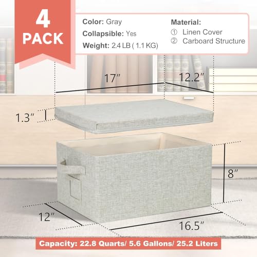 Storage Bins With Lids Closet Organizer Cabinet Box For Clothes (4 Count)