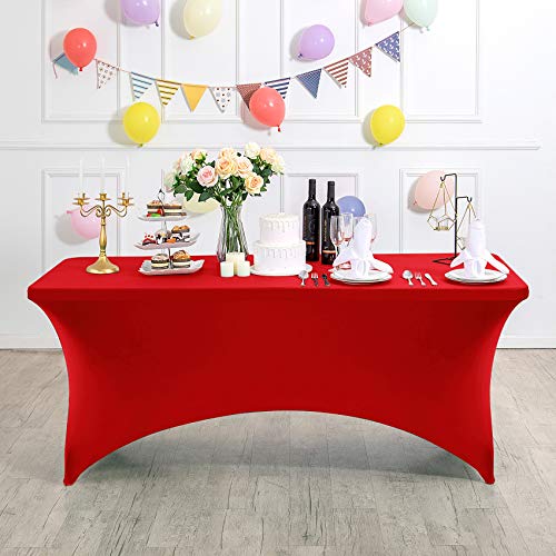 Spandex Table Cover for 4FT or 6ft or 8ft Table Universal Fitted Stretch Tablecloth for Party