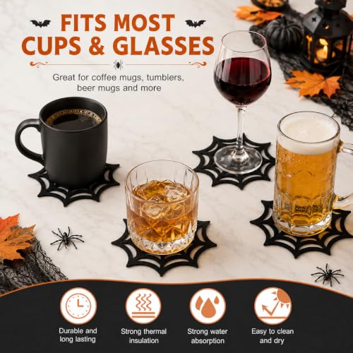 10pcs Halloween Spider Web Coasters Placemat Decorative Table Placemats Doilies Halloween Decorarion Supplies (10 Count)
