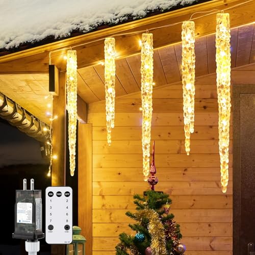 Icicle Lights Outdoor with Remote (100 Count)